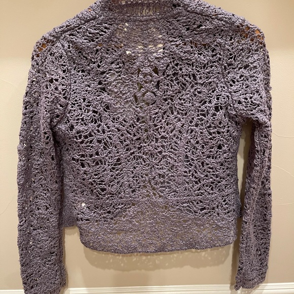 Anthropologie S crochet grey bolero sweater (New) - Picture 3 of 12